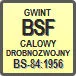 Piktogram - Norma gwintu: BSF - Gwint calowy drobnozwojny Whitwortha BS-84:1956